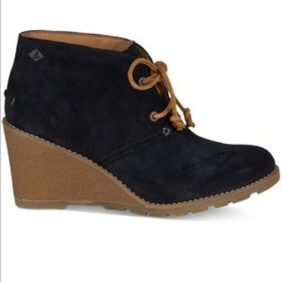 Sperry Top-Sider Stella Prow Suede Ankle Booties in Black & Tan - Size 8M - Picture 12 of 16